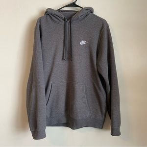 Nike Sweatshirt Mens M Dark Gray Dri Fit Pullover Hoodie White Logo